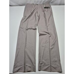 VTG Zanieri Dress Pants Mens 36x37 Beige Wool Pleated Straight Unhemmed FLAW